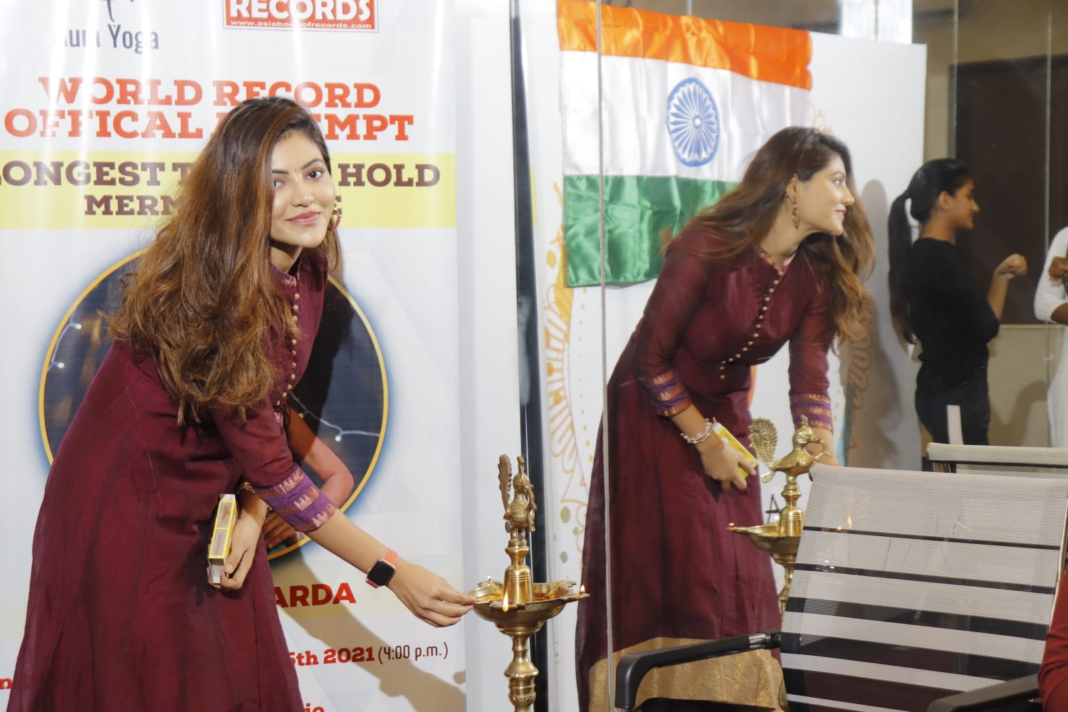 Bigg Boss Dharshan and Actress Athulya in Asia Book of Records Event Stills