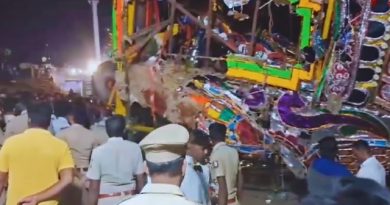 60-Foot Temple Chariot Falls, Seven Hurt