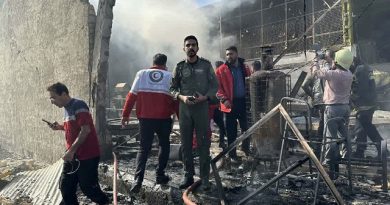 Military Helicopter Crashes into Market in Iran