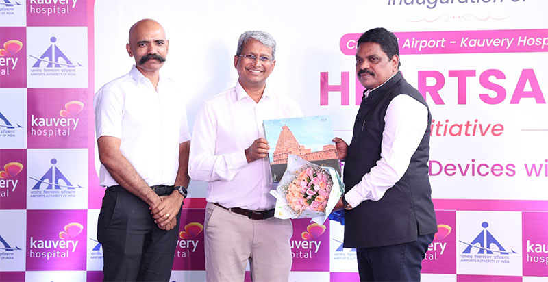 Kauvery Hospital Strengthens Emergency Cardiac Response at Chennai International Airport with Installation of Automated External Defibrillators (AED)